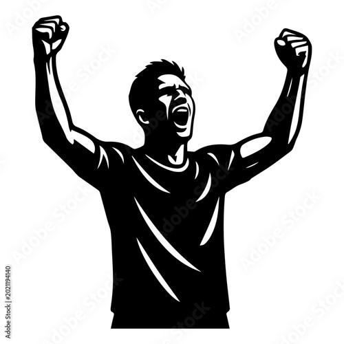 Dynamic Silhouette of a Soccer Player Celebrating a Goal