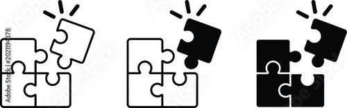 Obraz na płótnie Puzzle icon set featuring thin line icons editable stroke puzzle game elements v