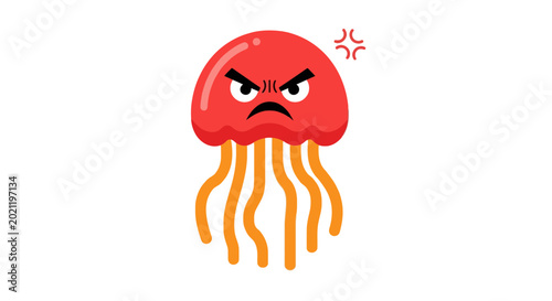 Bild auf Leinwand Angry cartoon jellyfish with face expression.
