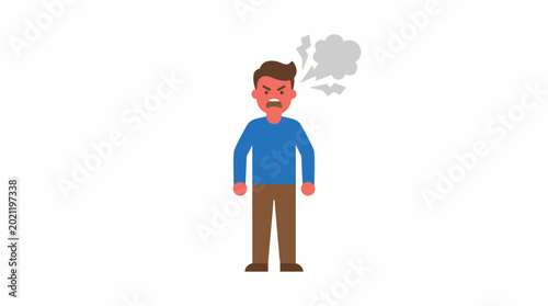 Foto Angry man with speech bubble emoticon.