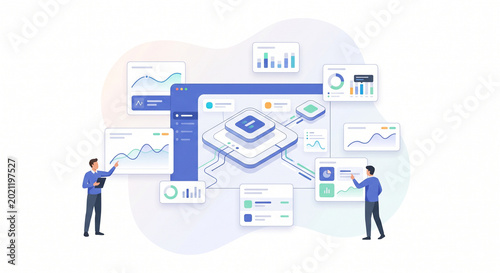 Smart Financial Analytics Ecosystem Flat Illustration – Fintech SaaS Platform and Investment Workflow Concept