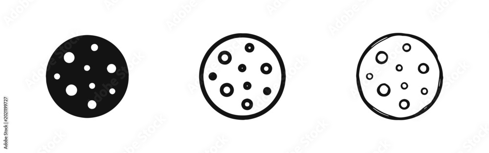 Obraz premium Cookie with Chocolate Chips Icon Set