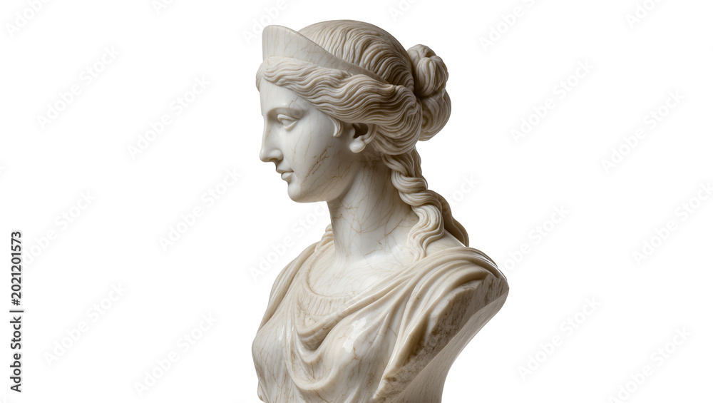 Αυτοκόλλητο Classical marble bust of a woman with braided hair, isolated on transparent back