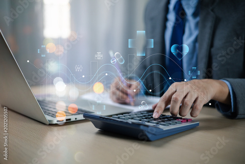 Fotografie Healthcare business graphs and medical business data