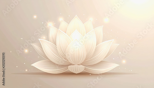 Elegant White Lotus Flower with Soft Glow and Bokeh Lights