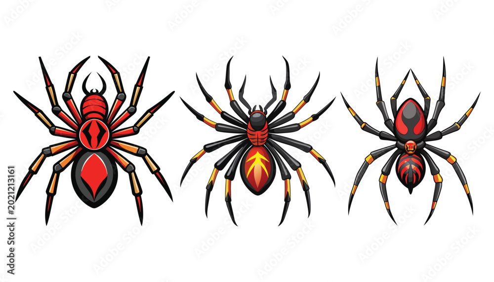 Фотография set spider clipart vector illustration