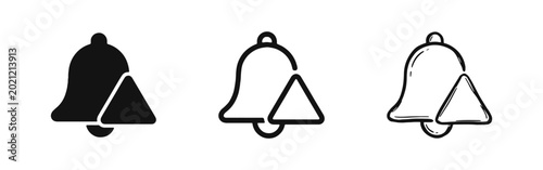 Fotografía Notification Alert Icon Set, Bell with Warning Symbol for App and Web UI