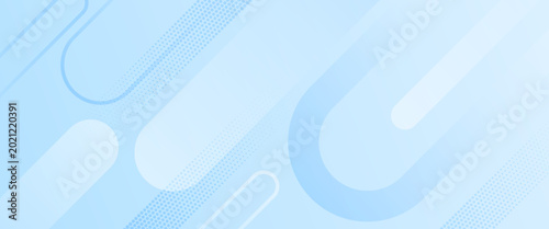 Abstract Light Blue Background with Rounded Geometric Shapes and Halftone Pattern; Modern Minimalist Vector Illustration for Tech Startup, Education, and Digital UI UX Header Design