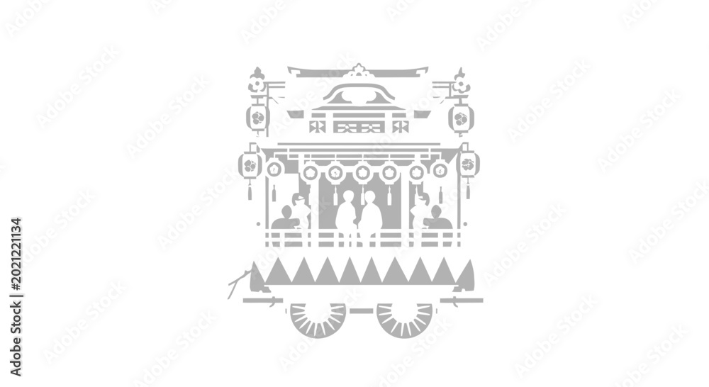 Naklejka premium Japanese Festival Float Silhouette - Traditional Culture Icon