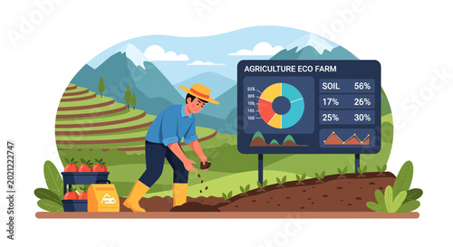 Man working in the farm field.