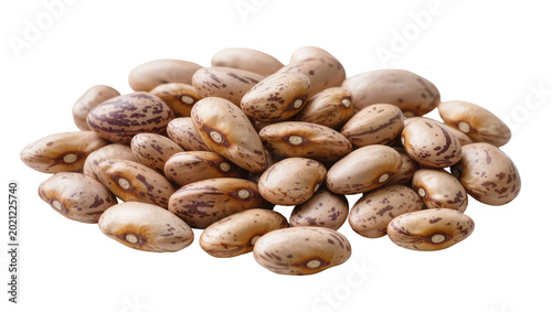 Foto Pile of pinto beans with brown speckles, isolated on transparent background