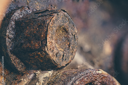 rusted parts of an old wheel