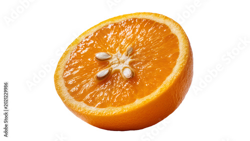 Fotografie Juicy orange half with visible seeds, isolated on transparent background