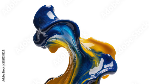 Photos Swirling blue and yellow viscous liquid splash, isolated on transparent backgrou