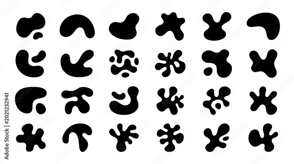Fototapeta premium Flower icon set with bold star and petal shapes, playful graphic stickers for floral patterns and decorative backgrounds