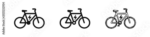Tableau sur toile Electric Bicycle E-bike Transportation Icon Set with Lightning Bolt