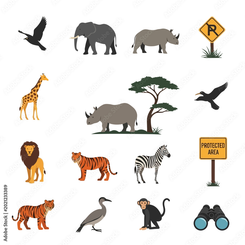 Obraz premium Safari Animals Vector Set - African Wildlife Illustrations
