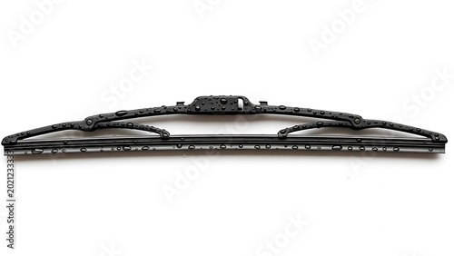 Black rubber automotive windshield wiper blade isolated on white background with auto repair windshield automotive maintenance transport cleaning replacement accessory equipment