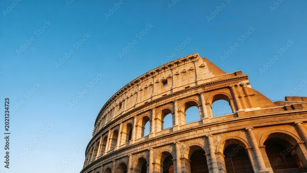 Fototapeta premium Ancient amphitheater under clear sky