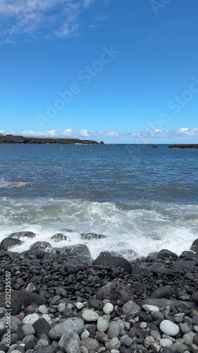 Beautiful Ocean Waves Washing Ashore on the Rocky Coastline of San Marcos, Tenerife
