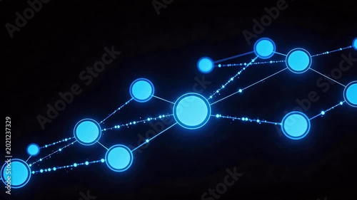 Blue glowing network nodes on dark background