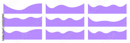 Collection of dividers shape templates. Modern separator header for website and app. Curve lines, wave collection of abstract design element for top and bottom page web site.Vector Illustration