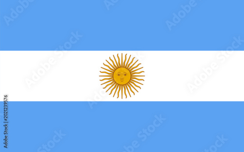 Argentina flag with light blue, white stripes and Sun of May emblem