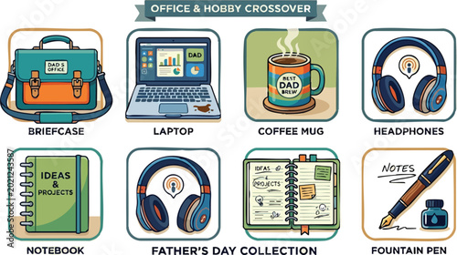 Photos Office and hobby crossover collection with dad themed briefcase laptop coffee mu