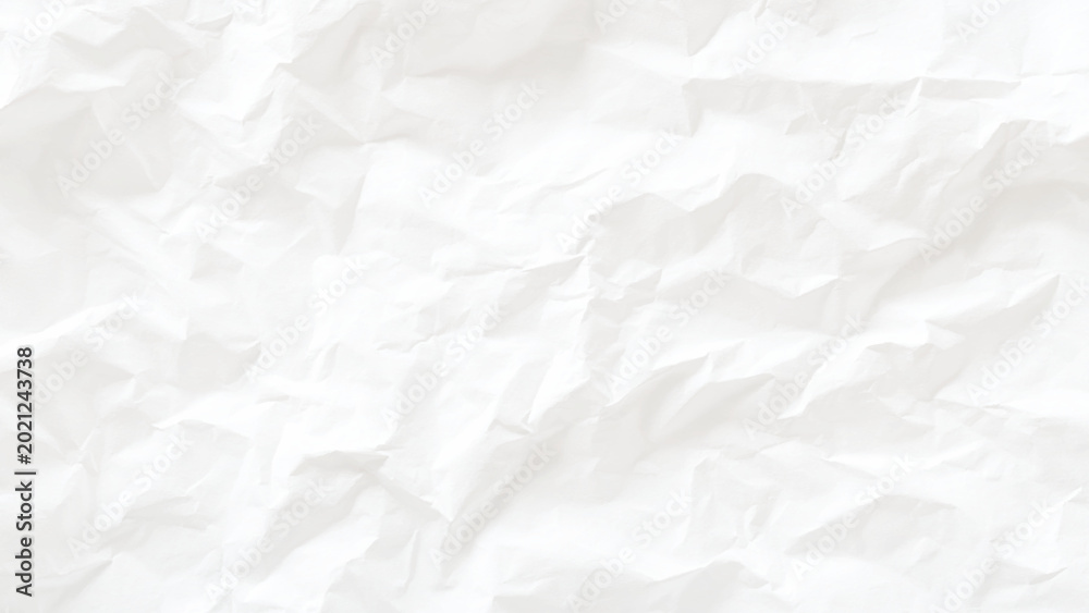 Fototapeta premium Crumpled white paper texture background with wrinkled and creased surface closeup