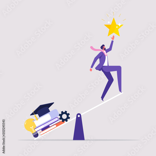 Knowledge or education to help business success concept, wisdom or learning to help employee achieve goal, training or education course