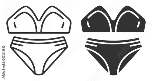Valokuva bikini set vector illustration swimsuit swimwear on transparent background