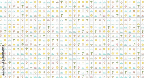 Canvastavla Joyful Pattern of Ice Cream, Sun and Cloud: A bright and playful pattern burstin