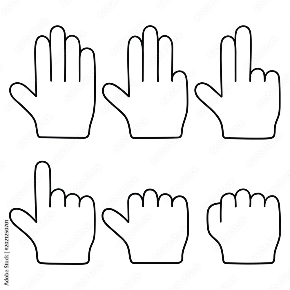 Obraz premium Hand-drawn doodle set of numbers with fingers on a white background.