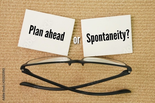 Photos Question Plan ahead or Spontaneity? proactively organizing, setting goals, and p