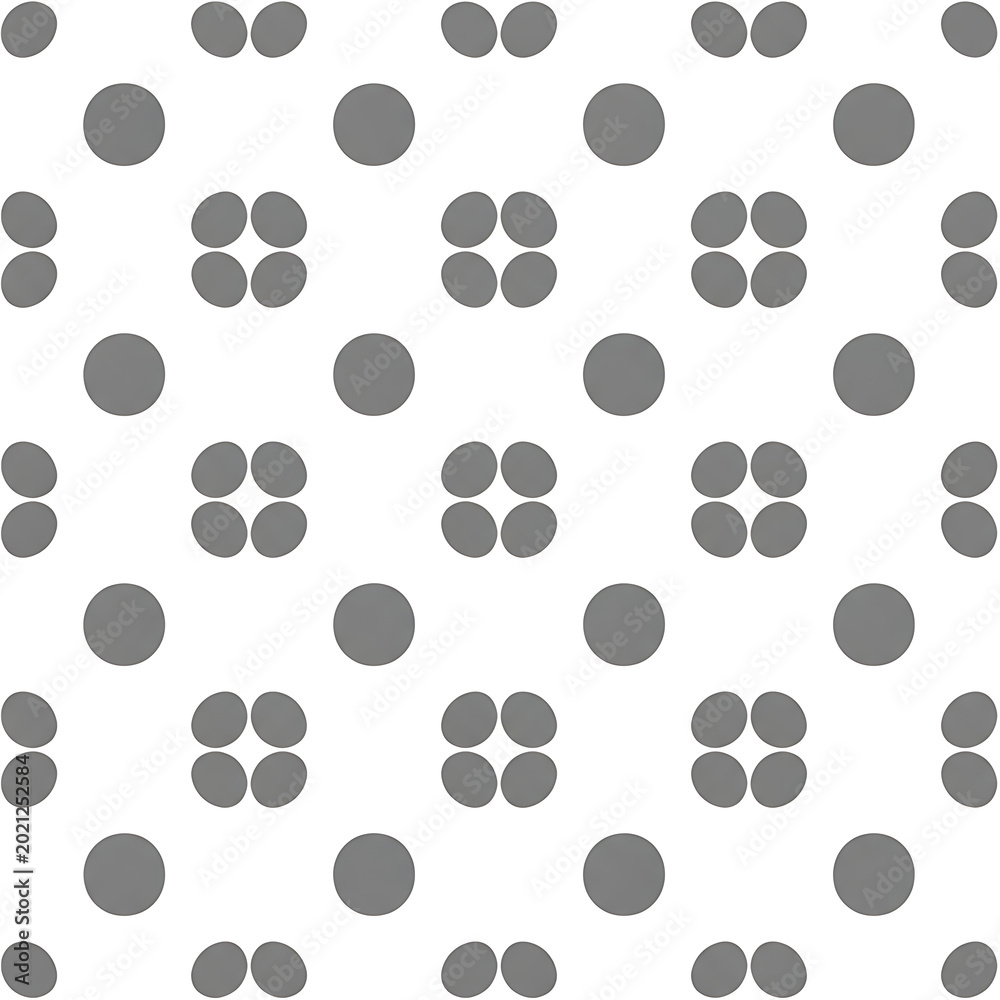 Fototapeta premium Gray circular pattern on white background seamless repeating polka dot design
