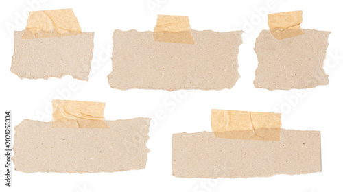 Canvastavla Set of a variety of blank cardboard notes with irregular borders affixed with ma