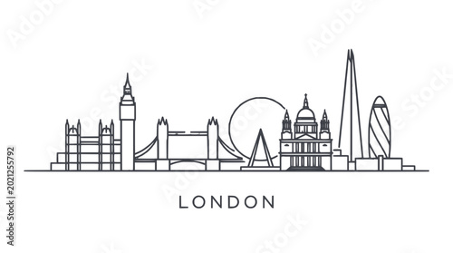 London Skyline Silhouette: Iconic Landmarks Vector Art