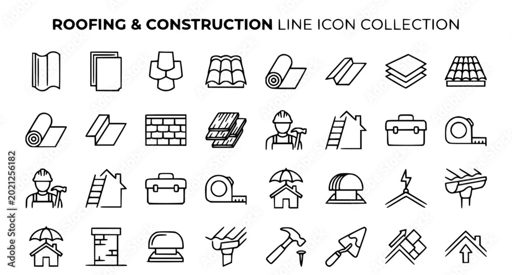 Naklejka premium Roofing Tile Graphic Illustration Line Icon Collection
