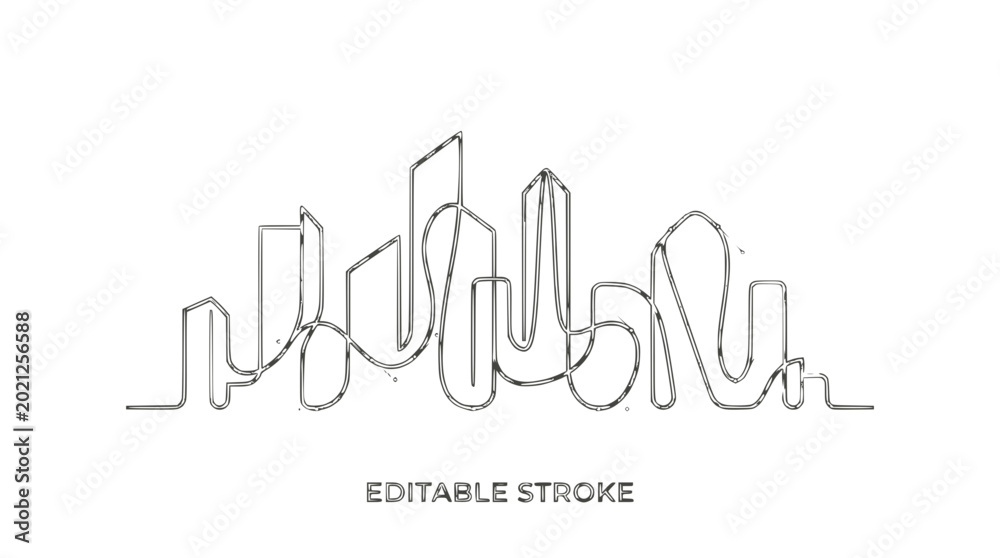 Obraz premium Continuous Line Drawing of a City Skyline, Abstract Urban Landscape, Minimalist Design