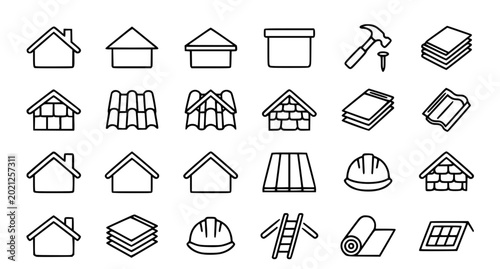 Φωτογραφία Minimal Roof Tile Icons Bundle Vector Graphic Set