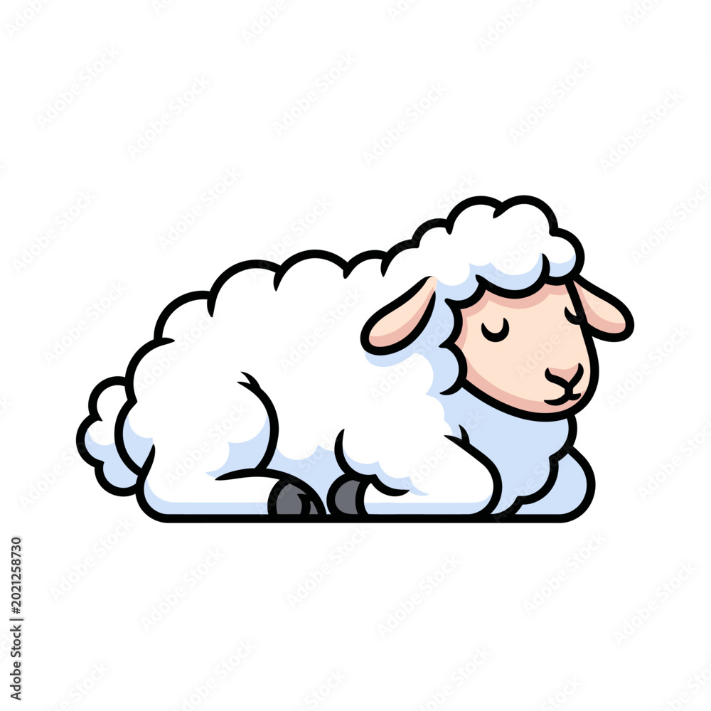 Obraz premium Cartoon sheep sleeping illustration on white background