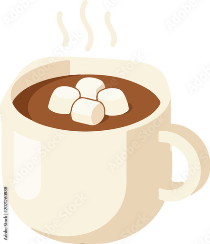 Tableau sur toile Hot Chocolate with Marshmallows Illustration