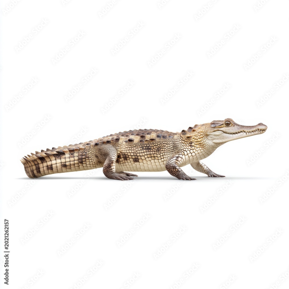 Fototapeta premium Realistic Crocodile Model with Detailed Texture and Natural Coloration on White Background