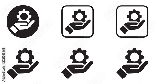 Billede på lærred Hand holding gear icon set