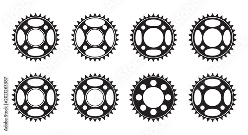 Bild auf Leinwand Set of sprockets and gears illustrations for mechanical engineering and industrial design