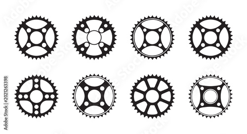 Tableau sur toile Assortment of sprockets and gears for mechanical engineering and industrial applications