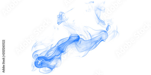 Foto Blue ethereal smoke wisps swirling on black background abstract vapor trail myst