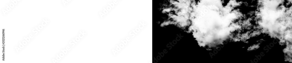 Fototapeta premium Abstract white clouds on black background for design and presentation