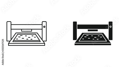 Fotografija Vector illustration of two different colored laser engraver machine icons