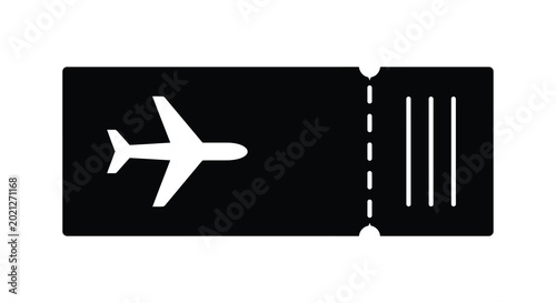 airplane ticket icon black and white flat design